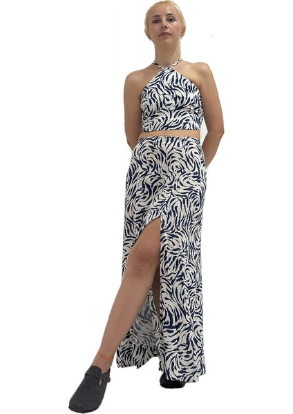 Kadınlar Için Desenli Etek - Crop Takım