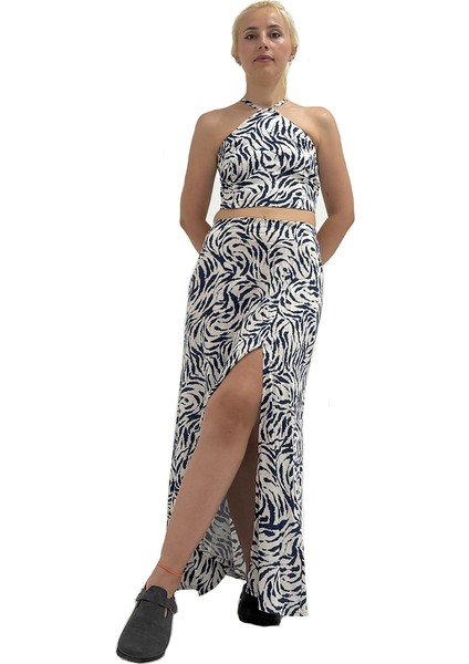 Kadınlar Için Desenli Etek - Crop Takım modelleri