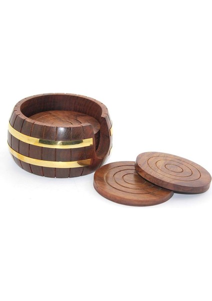Pirinç Yuvarlak Ahşap Bardak Altı 10 cm