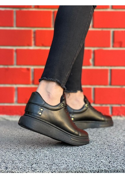 J047 Bağcıklı Ortopedik Taban Günlük Erkek Spor Sneaker Ayakkabı St Siyah modelleri