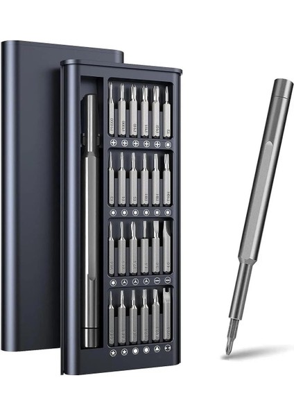 Mini Tornavida Seti Özel Kutulu 25 Parça Profesyonel Masa Telefon Gözlük Saat Tamir Seti Yıdız Torx
