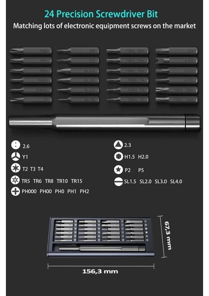 Mini Tornavida Seti Özel Kutulu 25 Parça Profesyonel Masa Telefon Gözlük Saat Tamir Seti Yıdız Torx fiyatları