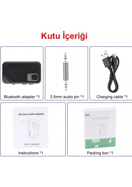 Bluetooth 5.3 Kablosuz 2in1 Verici Alıcı Ses Adaptörü 3.5mm Aux Girişli indirimleri