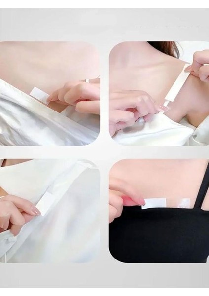 180 Adet Şeffaf Elbise Sabitleyici Dekolte Takı Kıyafet Sabitleme Bandı Kaydırmaz Çift Taraklı Bant modelleri