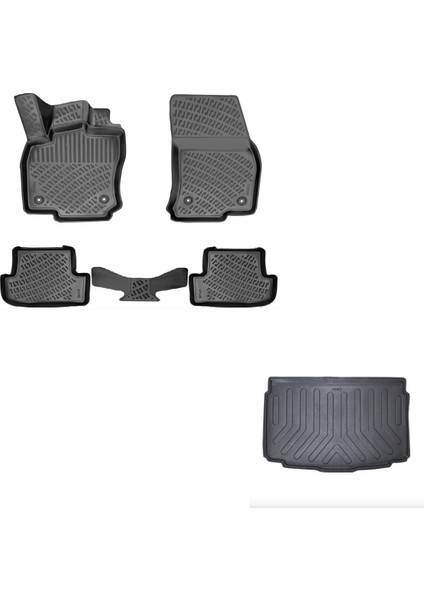 Volkswagen T-Roc 2017 Sonrası Uyumlu 3D Havuzlu Paspas ve Alt Bagaj Havuzu Set