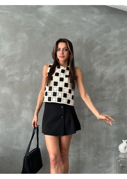 Kadın Yazlık Bisiklet Yaka Kroşata Motifli Güpür Bluz 3D-2342 fırsatları