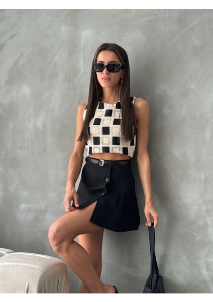 Kadın Yazlık Bisiklet Yaka Kroşata Motifli Güpür Bluz 3D-2342 indirimleri