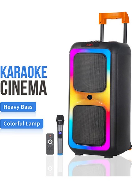 NDR-1097 | 2×8″ Woofer | Rgb LED Işık | Tekerlekli Taşınabilir Karaoke Parti Hoparlörü | Bluetooth V5.0 | Fm Radyo | Usb/sd Girişi | Tws Bağlantı