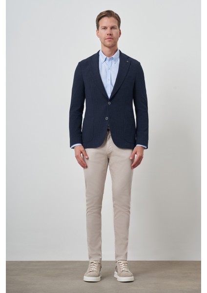 Erkek Lacivert Dokuma Slim Fit Mono Yaka Ceket fiyatları