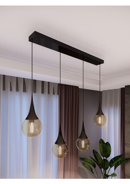 Opya 4’lü Camlı Metal Sıralı Sarkıt Avize – Modern Stil, E27 Duy ile Uyumlu fiyatları