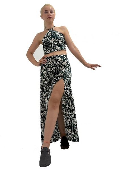 Kadınlar Için Desenli Etek - Crop Takım modelleri