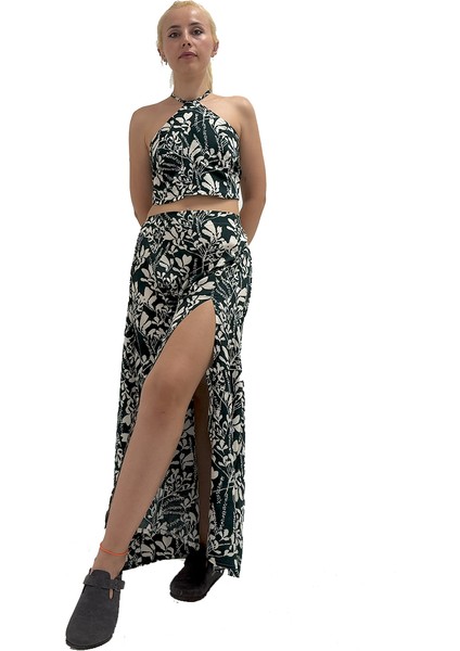 Kadınlar Için Desenli Etek - Crop Takım indirimleri