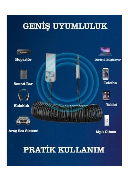 B27 Aux USB Wireless Bluetooth 5.1 Ses Alıcısı Araç Kiti 3.5mm Jack Dönüştürücü
