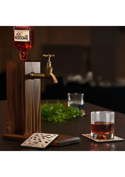 Ahşap Gövdeli Retro Musluklu Alkol Içecek Dağıtıcı | Bar Aksesuarı | Erkeklere Hediye | Babayahediye fırsatları