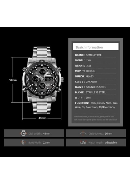 Skmeı 1389 Analog-Dijital Erkek Kol Saati