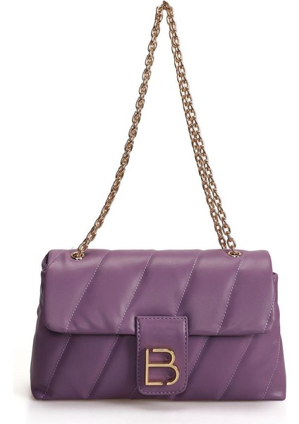 Zincir Askılı Desenli Kadın El ve Omuz Çantası