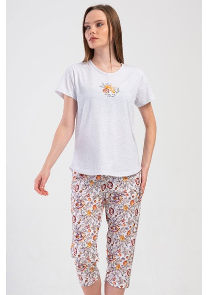 Kadın Kısa Kol Kaprili Pijama Takım , 409022