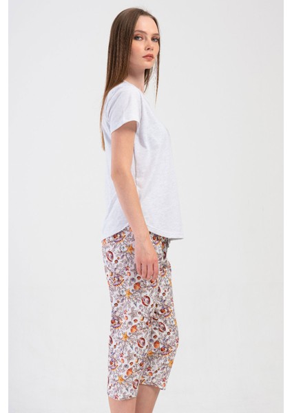 Kadın Kısa Kol Kaprili Pijama Takım , 409022