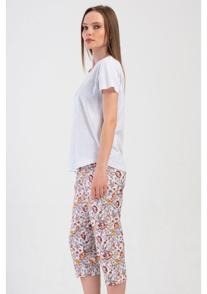 Kadın Kısa Kol Kaprili Pijama Takım , 409022