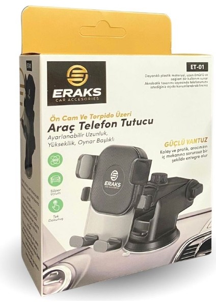 Araç Içi Bas Bırak Güçlü Vantuzlu Telefon Tutucu Et-01