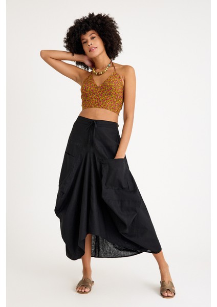 Beli Bağcıklı Cep Detaylı Şalvar Uzun Etek