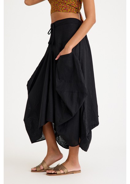 Beli Bağcıklı Cep Detaylı Şalvar Uzun Etek fırsatları