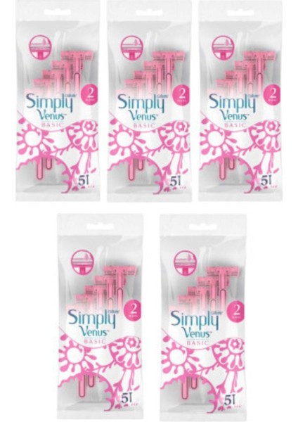 Simply Venus 2 Basic Kadın Tıraş Bıçağı 5'li X5