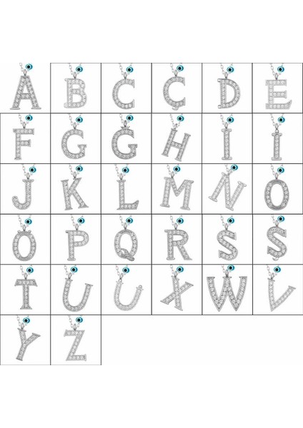 Gümüş Nazar Rodyum S Harfi Kadın Kolye fiyatları