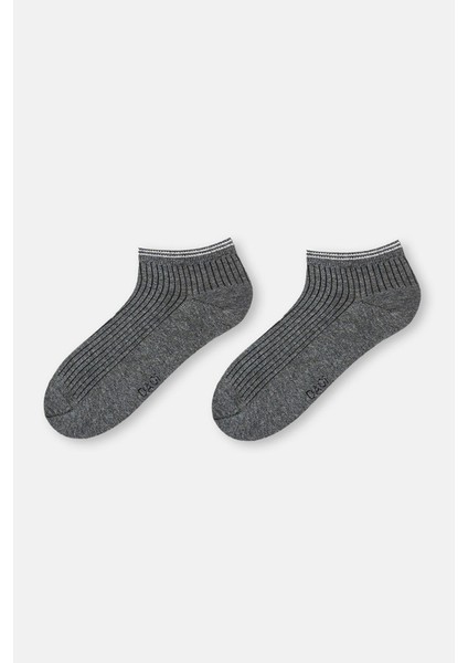 Siyah-Antrasit Melanj Erkek 2'li Pamuklu Rıb Dokulu Patik Çorap modelleri