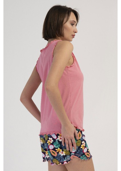 Pamuklu Kadın Genıs Askılı Şortlu Pijama Takım , 409082 modelleri