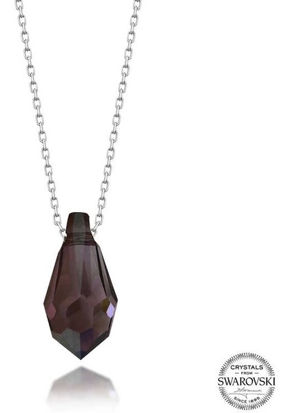 Swarovski Crystal Taşlı Ametist Gümüş Kadın Kolye
