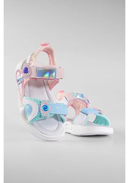 Arial Cırtlı Phlon Hafif Taban Günlük Kız Çocuk Sandalet Çok Renkli