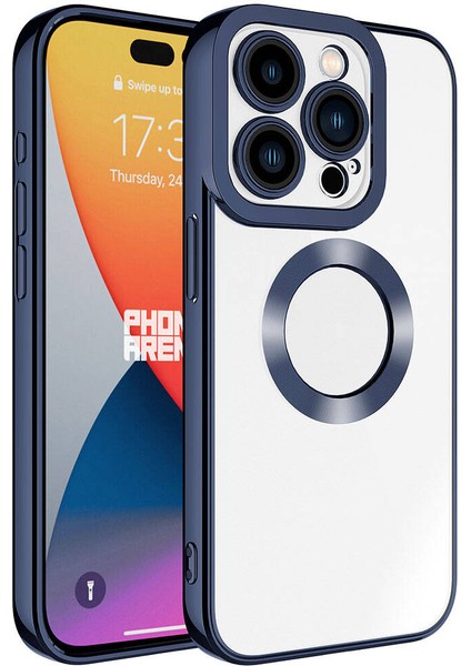 Apple iPhone 15 Pro Kılıf Kamera Korumalı Logo Gösteren Znth Omega Kapak-Lacivert