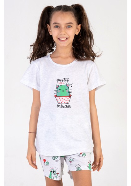 Kız Çocuk Kısa Kol Şortlu Pijama Takım , 212701