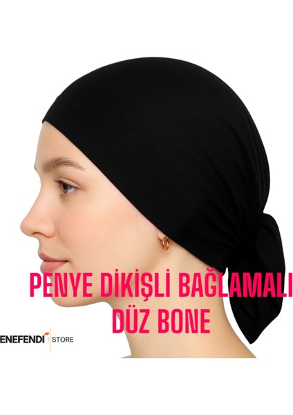Silikonlu Düz Bone Kaymayan Tesettür Hijab Iç Bone Dikişsiz Siyah