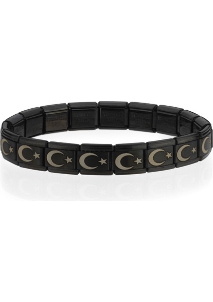 Ay Yıldız Türk Bayrağı Italyan Charm Unisex Çelik Bileklik SCB55 fiyatları