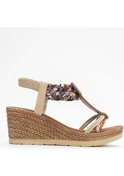 (Park Moda) Taşlı Kadın Dolgu Topuklu Sandalet Bej indirimleri