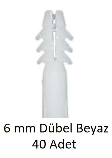 Dübel, 6 mm Beyaz Dübel, 40 Adet