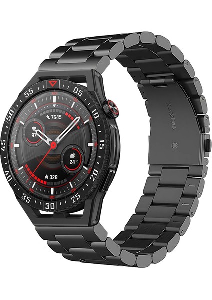 Huawei Watch Gt3 Se Uyumlu Kordon Klasik Baklava Model Paslanmaz Çelik Metal Kayış