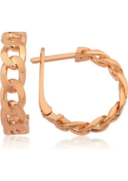 Gümüş Zincir Desenli Halka Küpe