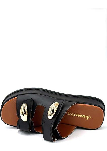 (Şanzelize) Çift Cırtlı Günlük Kadın Terlik Siyah fırsatları