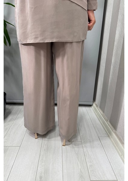 Beli Lastikli Bol Paça Cupro Pantolon Mink T25Y-7007 modelleri