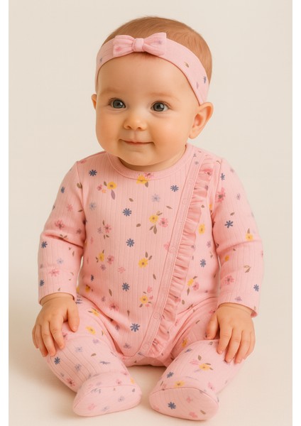 Desenli Kız Bebek Tulumu