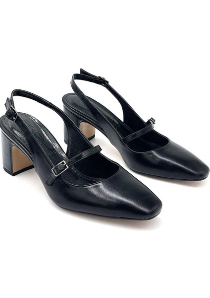 (Park Moda) Burnu Kapalı Topuklu Kadın Ayakkabı Siyah