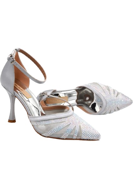 Damla Taş Detaylı Topuklu Kadın Ayakkabı Gumüş modelleri