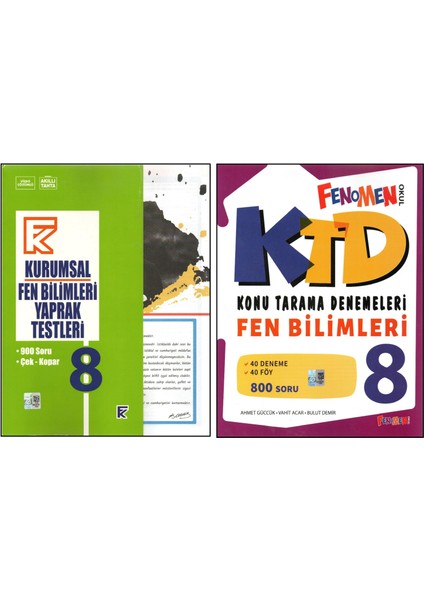 Kurmay 8.sınıf Kurumsal Yaprak Test+Fenomen Ktd Fen Bilimleri (2 Kitap)