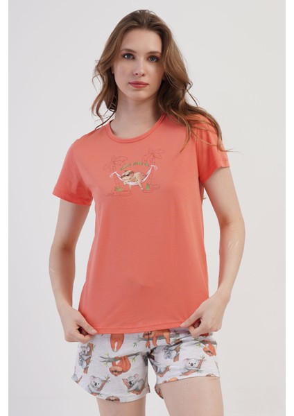 Kadın Kısa Kol Şortlu Pijama Takım , 409077