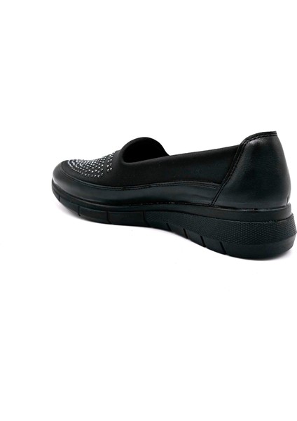 Içi Deri Poli Hafif Taban Damla Taş Detaylı Günlük Kadın Ayakkabı Siyah fırsatları