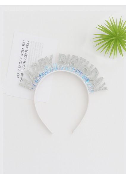 Happy Birthday Yazılı Doğum Günü Taç parti Kostüm Aksesuarı gümüş