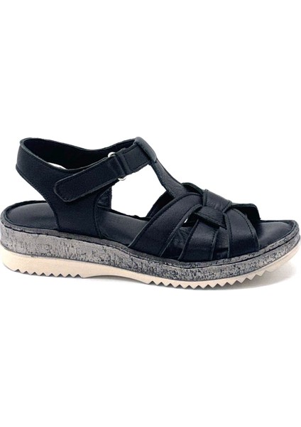 (Ces) Hakiki Deri Poli Hafif Taban Comfort Kadın Sandalet Siyah fiyatları